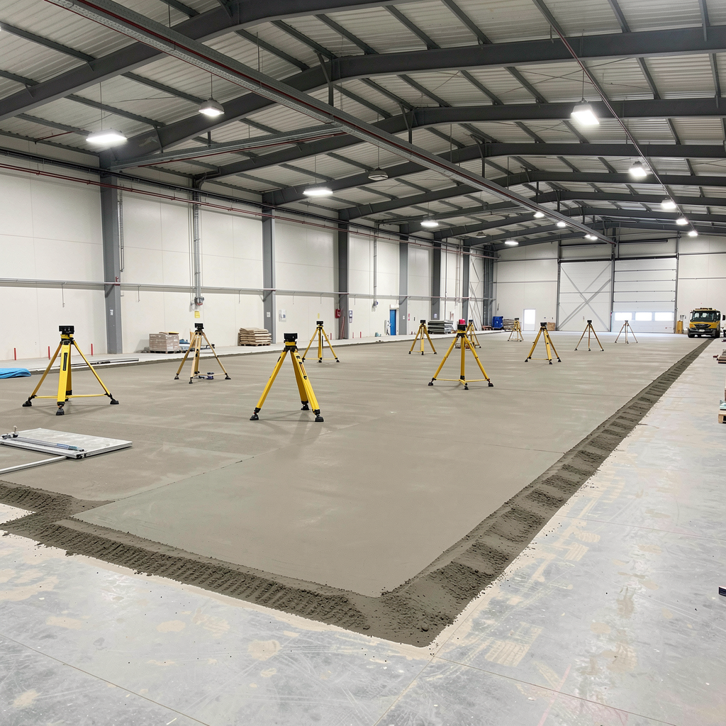Commercial warehouse screeding